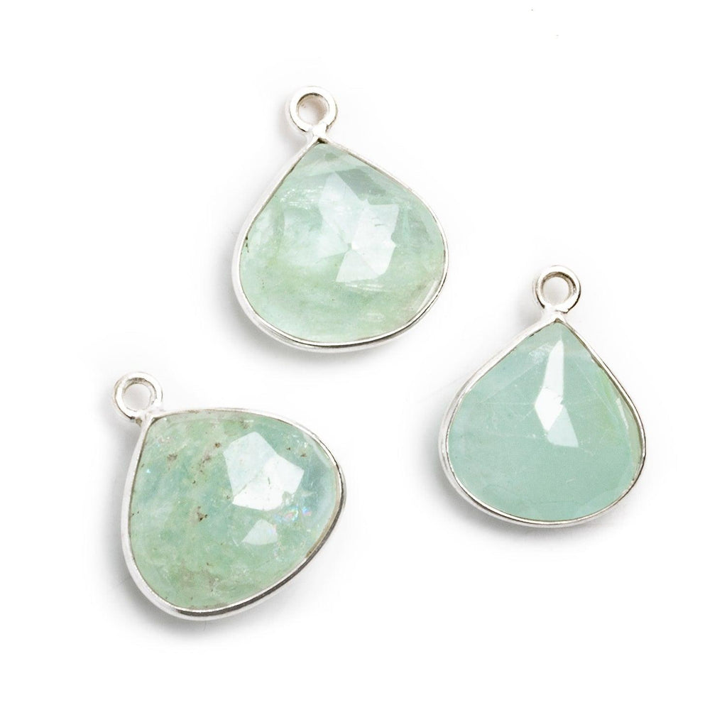 13mm Silver Bezeled Aquamarine Heart Pendant 1 Piece - The Bead Traders