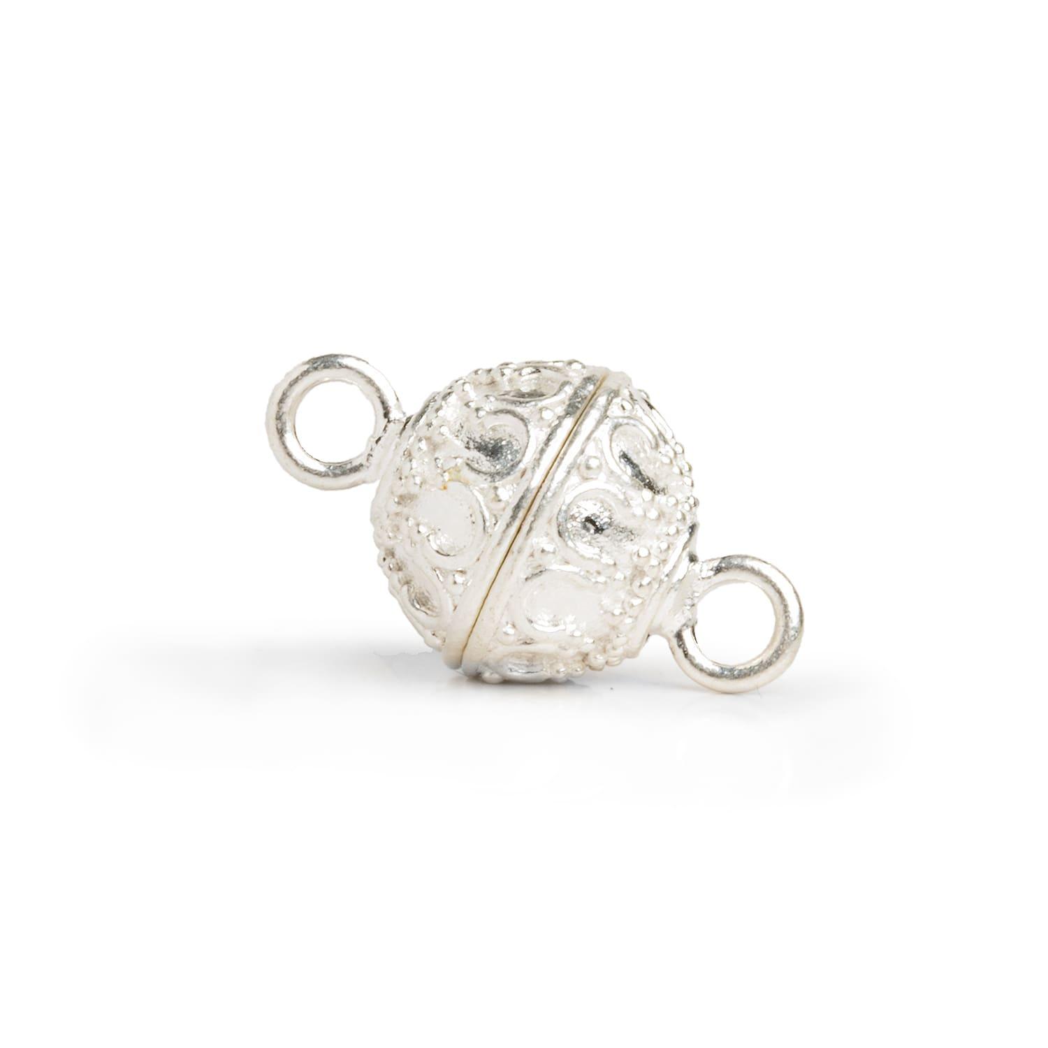 13mm Silver Plated Moroccan Design Magnetic Clasp 1 Piece - The Bead Traders