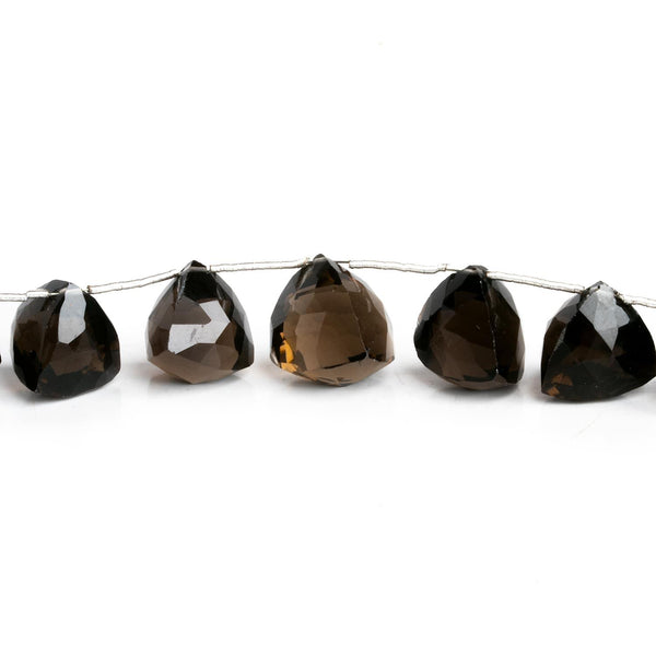 13mm Smoky Quartz Faceted Trillions 7 inch 13 beads