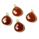 13mm Vermeil Bezel Carnelian Heart Focal Pendant 1 piece - The Bead Traders
