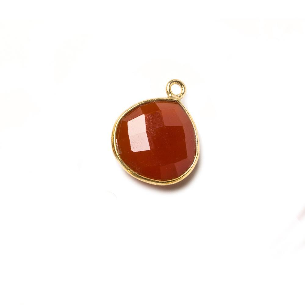 13mm Vermeil Bezel Carnelian Heart Focal Pendant 1 piece - The Bead Traders