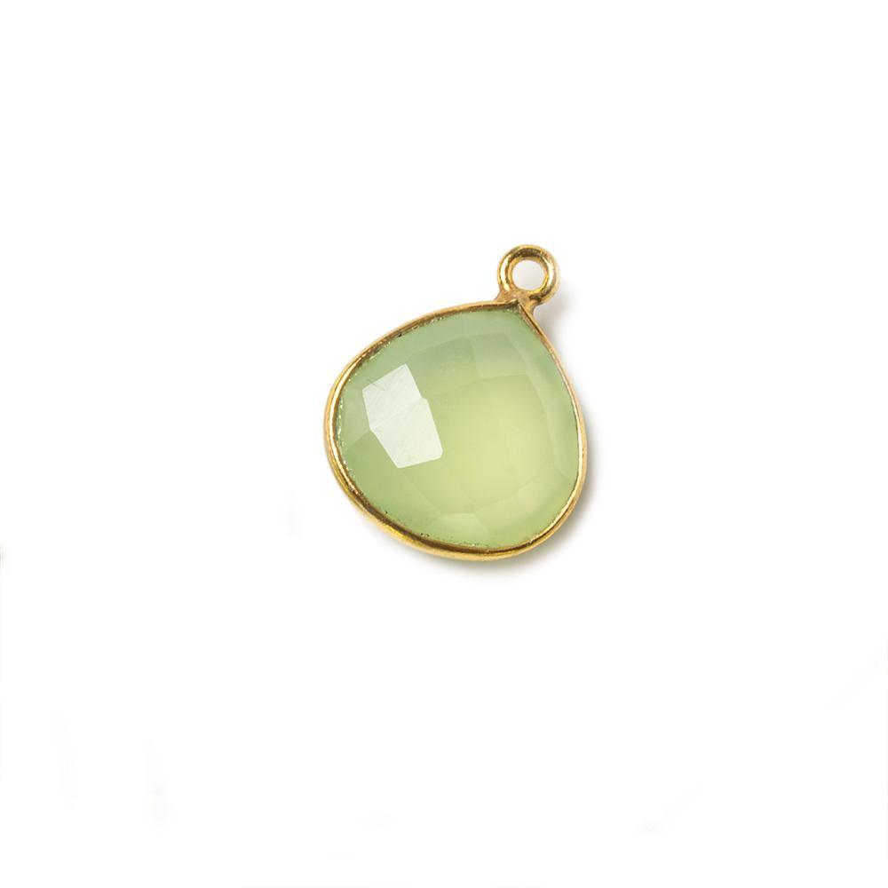 13mm Vermeil Bezel Lime Green Chalcedony Heart Focal Pendant 1 piece - The Bead Traders