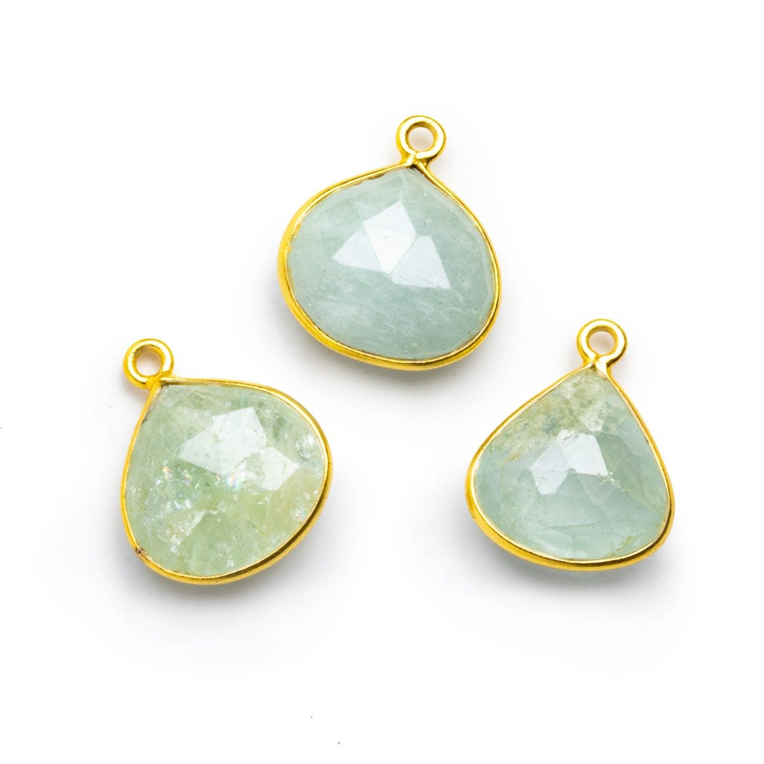13mm Vermeil Bezeled Aquamarine Heart Pendant 1 Piece - The Bead Traders