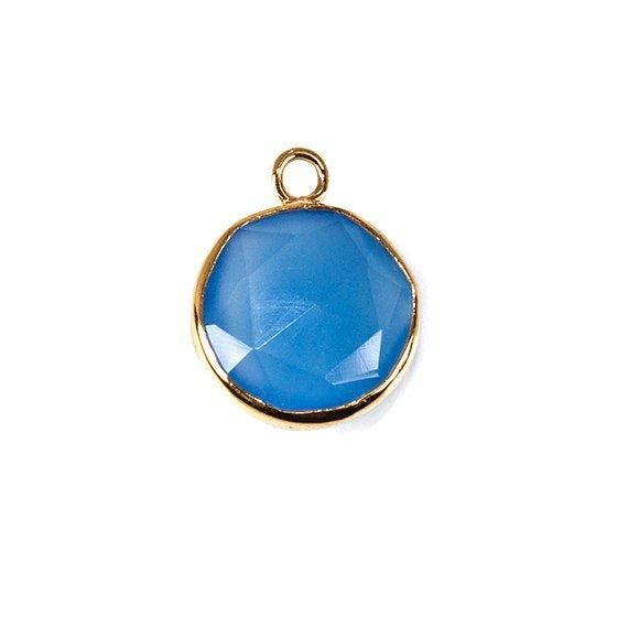 13mm Vermeil Bezeled Santorini Blue Chalcedony Coin Pendant 1 piece - The Bead Traders
