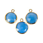 13mm Vermeil Bezeled Santorini Blue Chalcedony Coin Pendant 1 piece - The Bead Traders