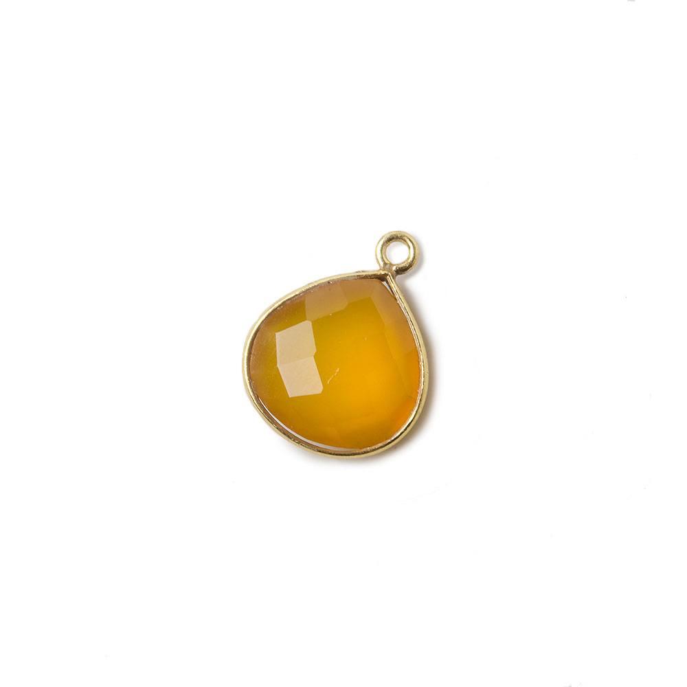 13mm Vermeil Butterscotch Yellow Chalcedony faceted heart Pendant 1 piece - The Bead Traders