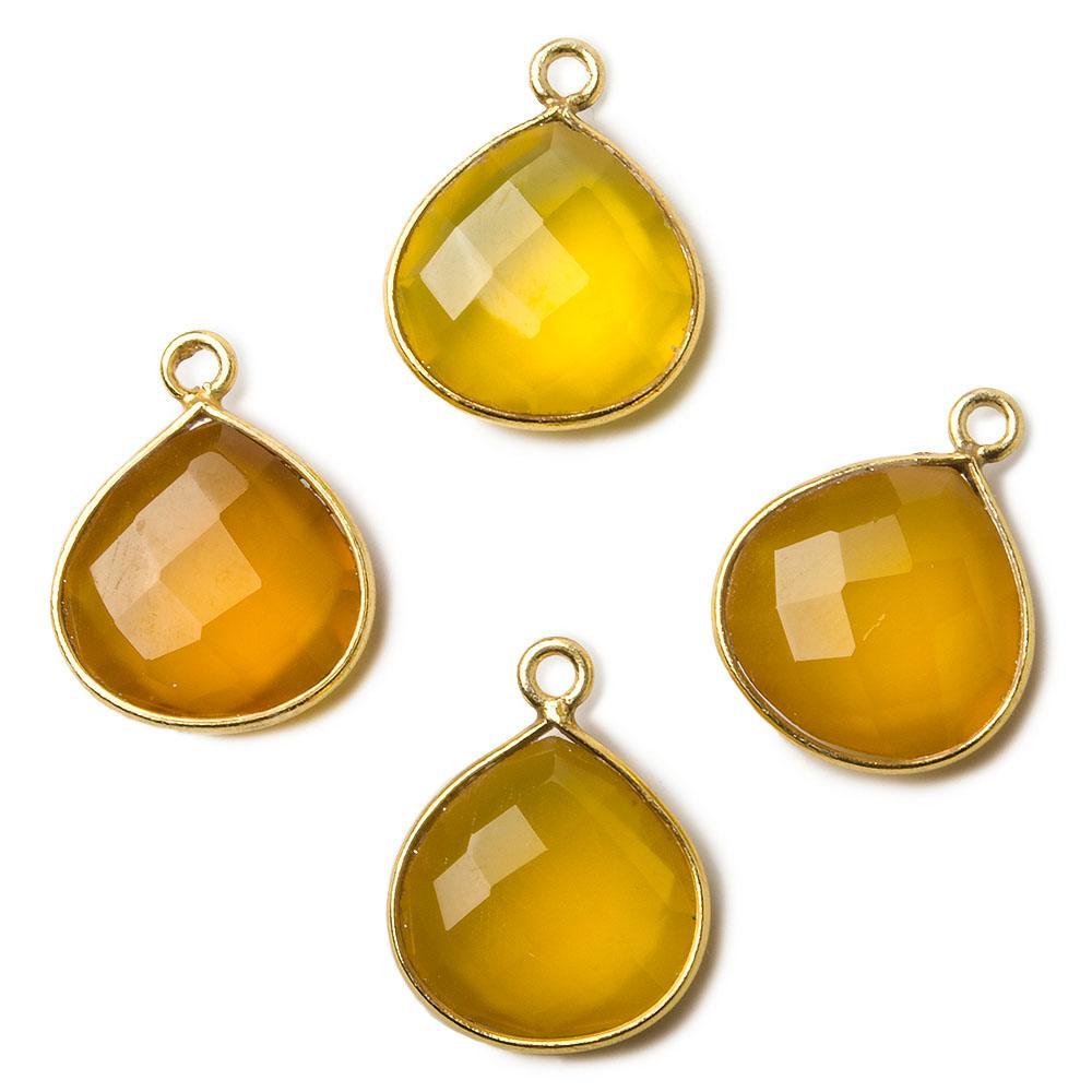 13mm Vermeil Butterscotch Yellow Chalcedony faceted heart Pendant 1 piece - The Bead Traders