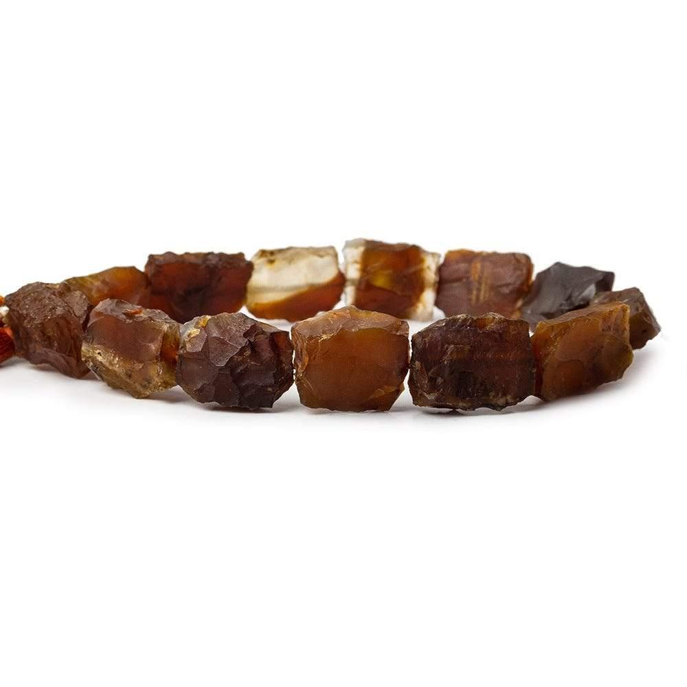 13x10-18x13mm Pumpkin Orange Agate Beads Hammer Faceted Rectangle 8 inch 13 pcs - The Bead Traders