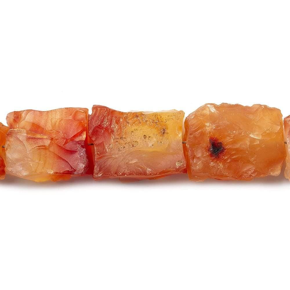 13x10-18x13mm Pumpkin Orange Agate Beads Hammer Faceted Rectangle 8 inch 14 pcs - The Bead Traders