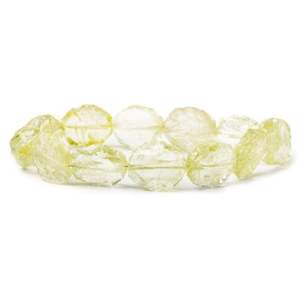 13x10-18x15mm Lemon Quartz Beads Hammer Faceted Ovals 8 inch 12 pcs - The Bead Traders