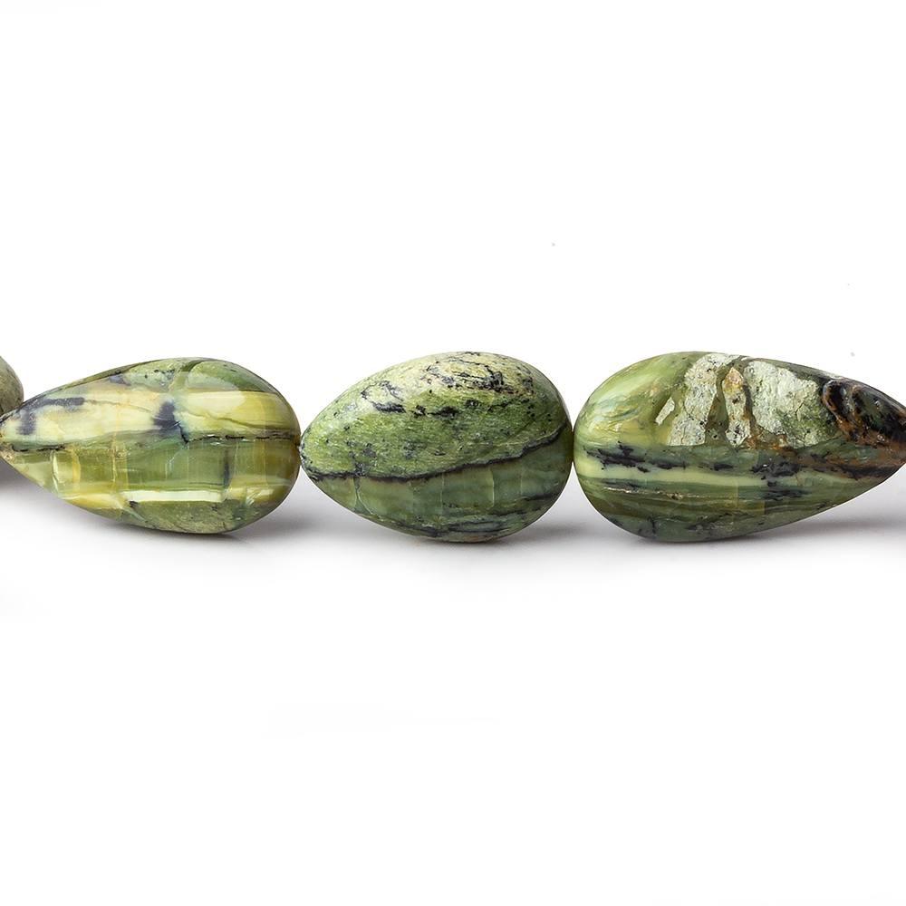 13x10-21x12mm Green Opal straight drill plain pears 18 inch 26 beads - The Bead Traders