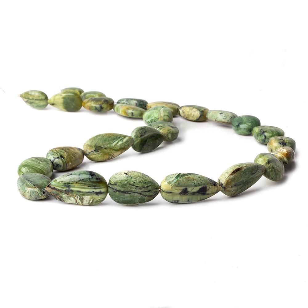 13x10-21x12mm Green Opal straight drill plain pears 18 inch 26 beads - The Bead Traders