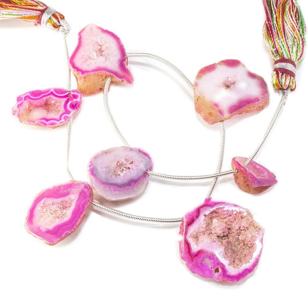 13x10-23x20mm Pink Lace Matte Agate Drusy Focal Bead Strand 7 pieces - The Bead Traders