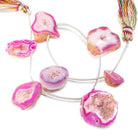 13x10-23x20mm Pink Lace Matte Agate Drusy Focal Bead Strand 7 pieces - The Bead Traders