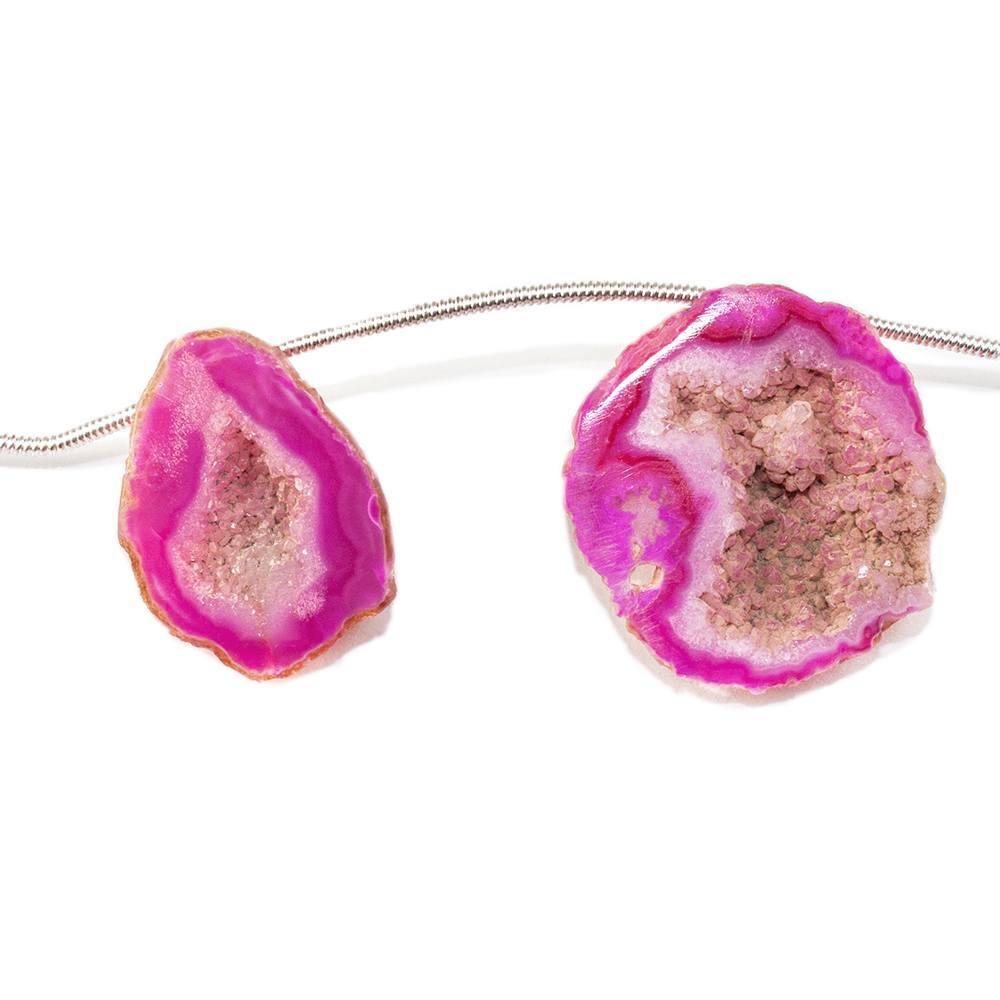 13x10-23x20mm Pink Lace Matte Agate Drusy Focal Bead Strand 7 pieces - The Bead Traders