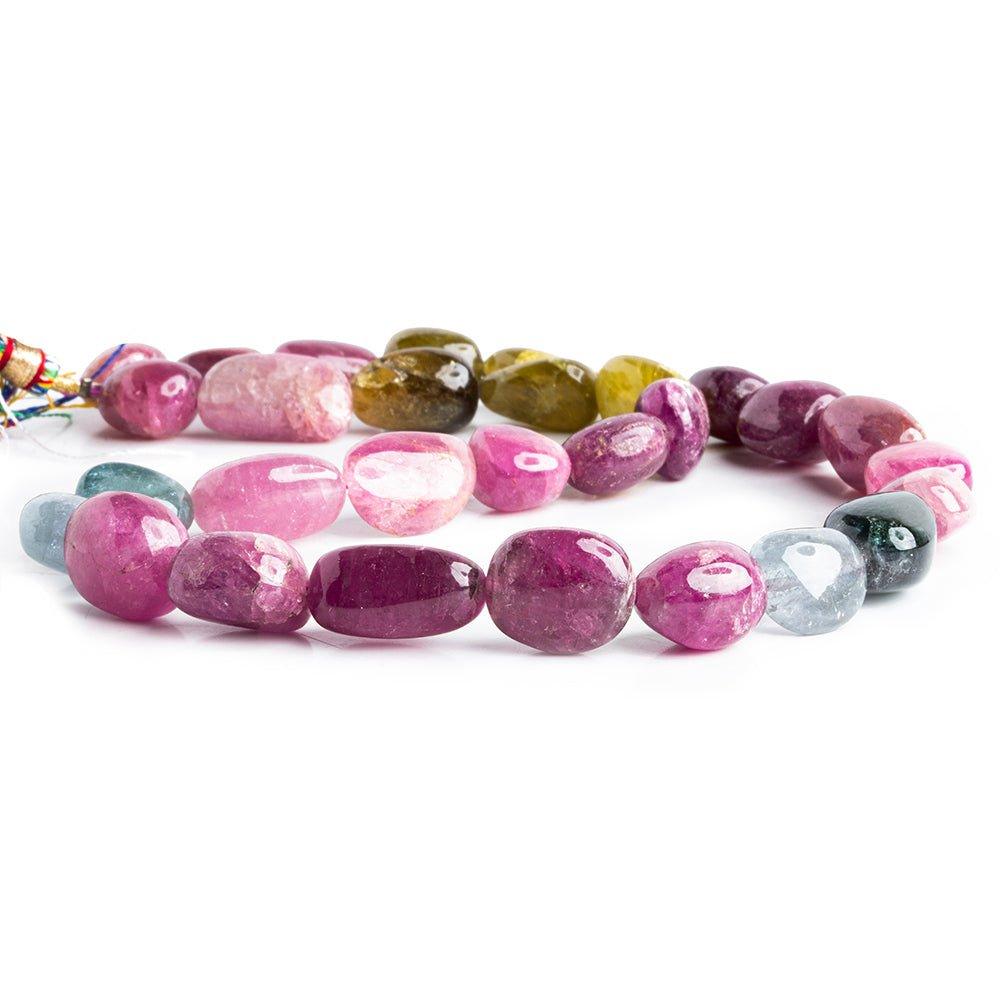13x10mm-17.5x10mm Multi Color Tourmaline Plain Nugget Beads 16 inch 30 pieces - The Bead Traders
