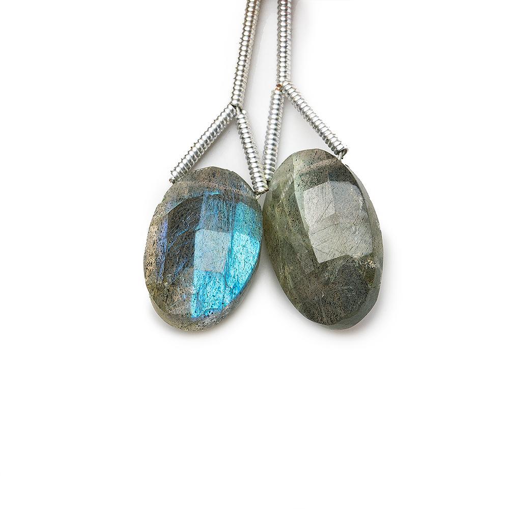 13x10mm average Labradorite faceted oval focal Pendant Set of 2 pieces - The Bead Traders