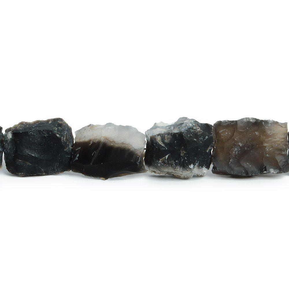 13x11-12x14mm Black Agate Hammer Faceted Square & Rectangle Beads 8 inch 13 piece - The Bead Traders