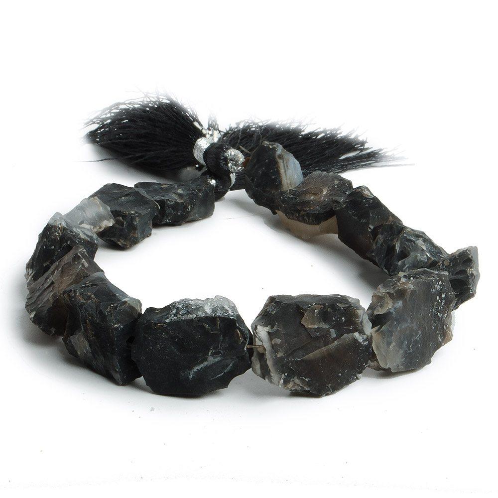 13x11-12x14mm Black Agate Hammer Faceted Square & Rectangle Beads 8 inch 13 piece - The Bead Traders