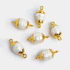 13x11mm Gold Leafed Ringed Baroque Pearl Connector 1 Piece - The Bead Traders