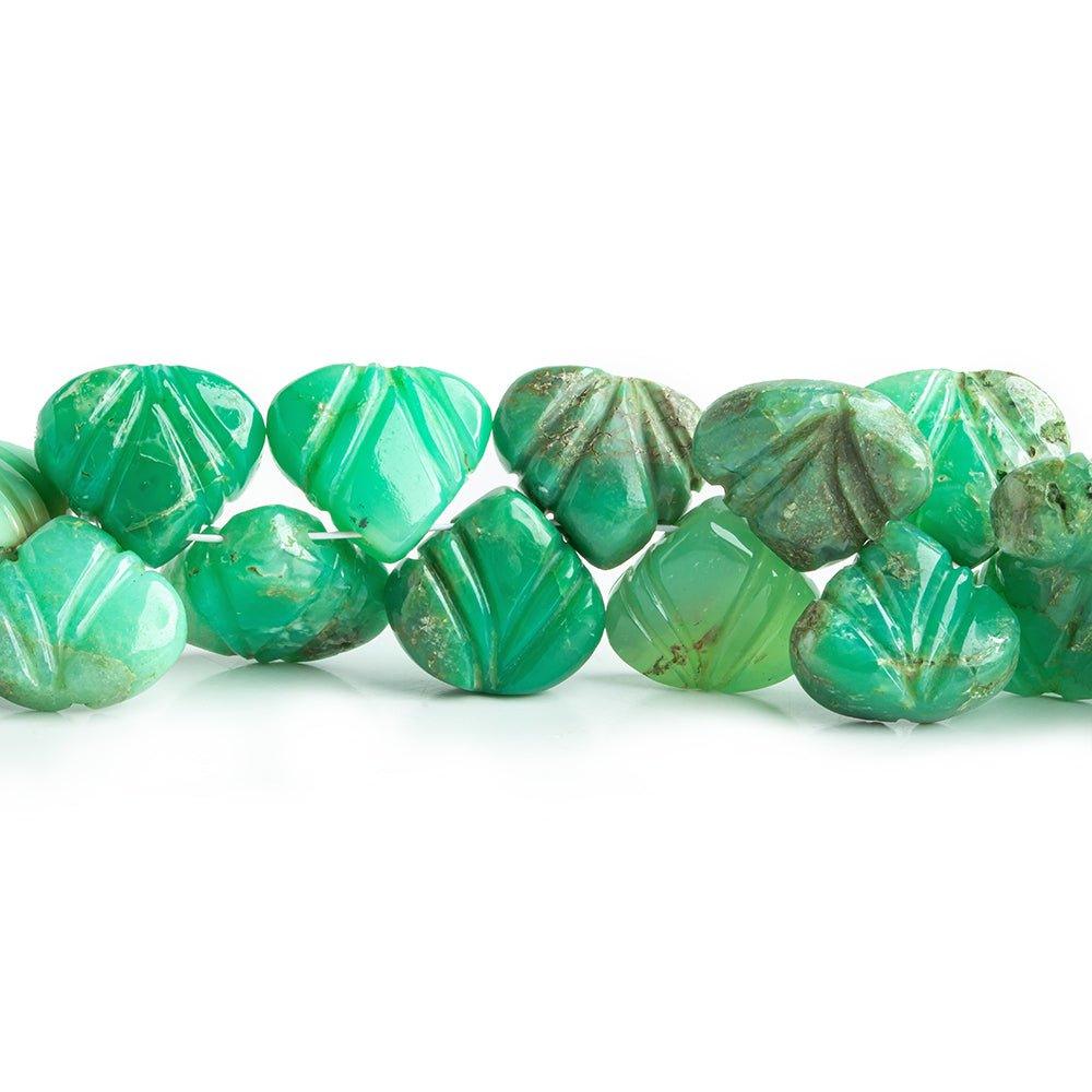 13x12mm-14x13mm Chrysoprase Carved Heart Beads 6 inch 30 pieces - The Bead Traders