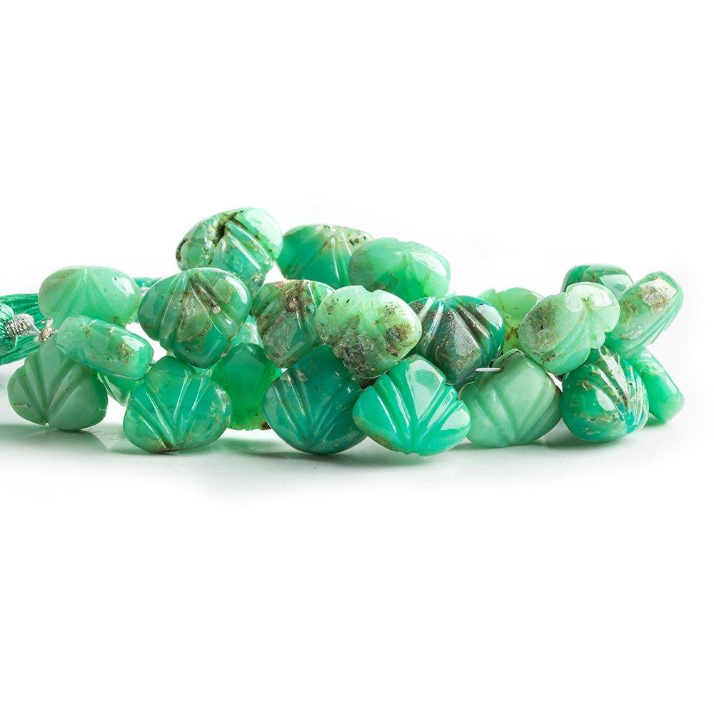 13x12mm-14x13mm Chrysoprase Carved Heart Beads 6 inch 30 pieces - The Bead Traders