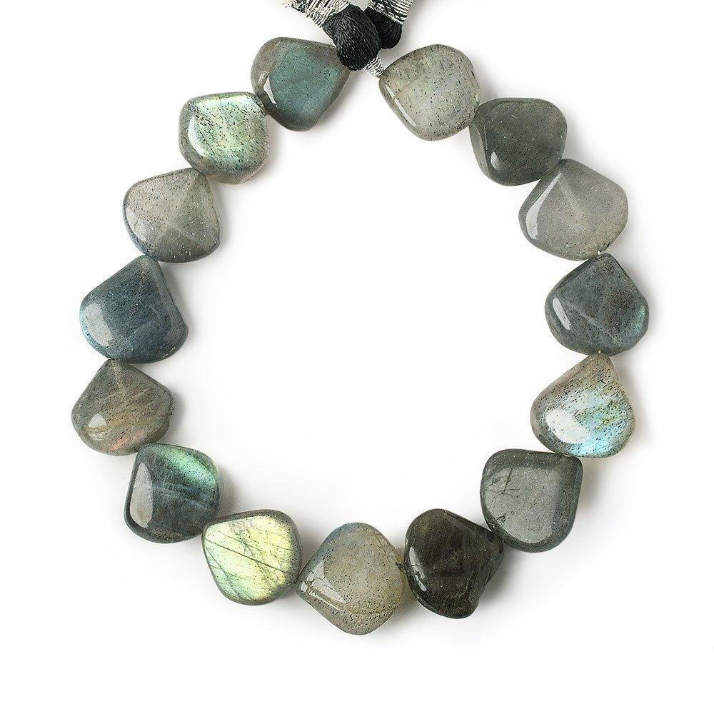 13x13-15x15mm Labradorite Straight Drilled Plain Heart Beads 8 inch 13 pieces - The Bead Traders