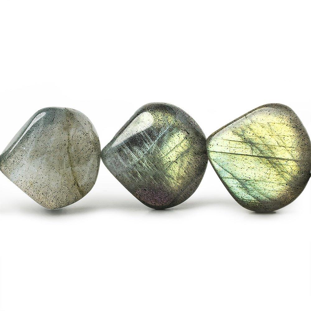 13x13-15x15mm Labradorite Straight Drilled Plain Heart Beads 8 inch 13 pieces - The Bead Traders