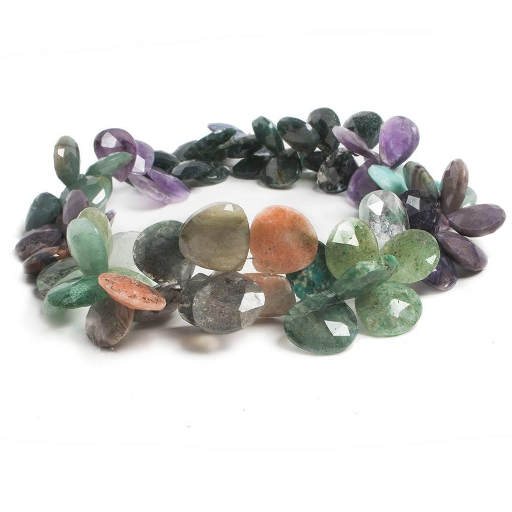 13x13-15x15mm Mix Gemstone Faceted Heart Beads 15 inch 76 pieces - The Bead Traders