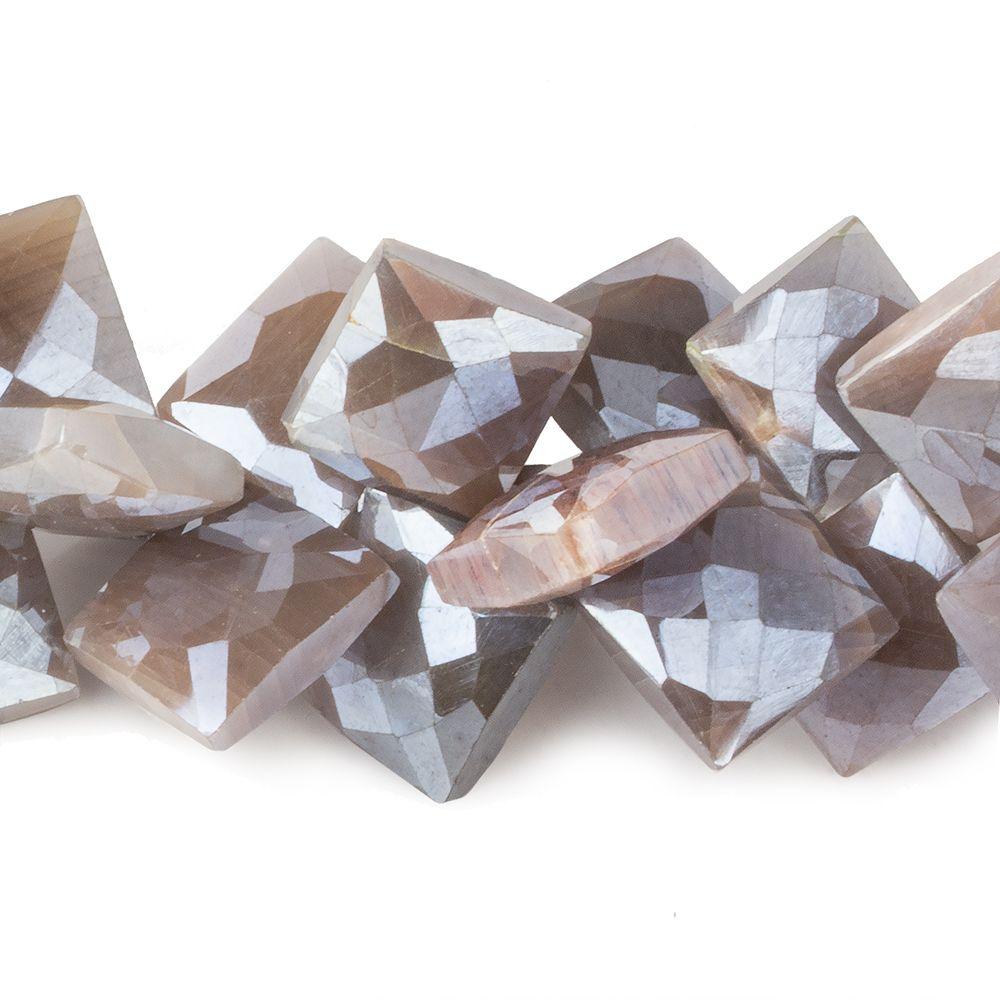 13x13-15x15mm Mystic Chocolate Moonstone Corner Drilled Faceted Squares 8 inch 34 pcs - The Bead Traders