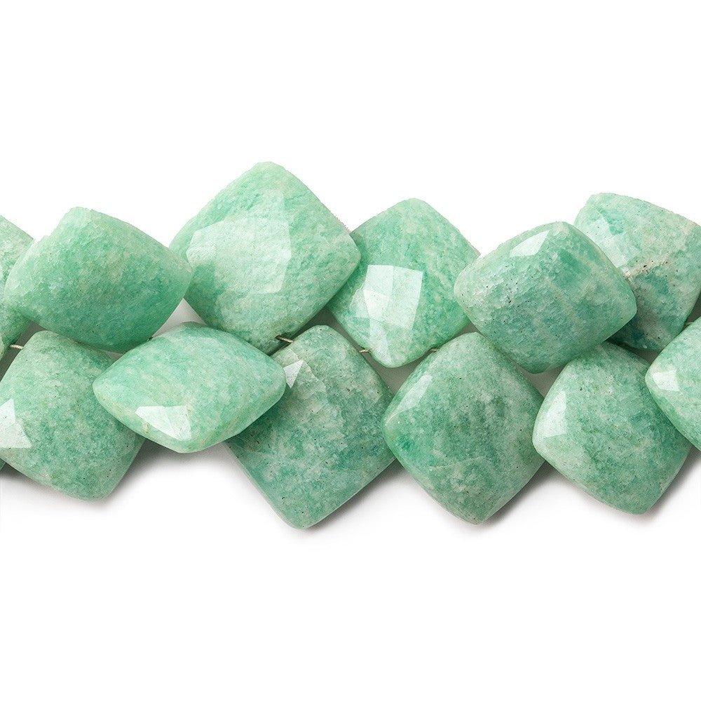 13x13-18x18mm Amazonite Faceted Pillow Beads 8 inch 31 pieces - The Bead Traders