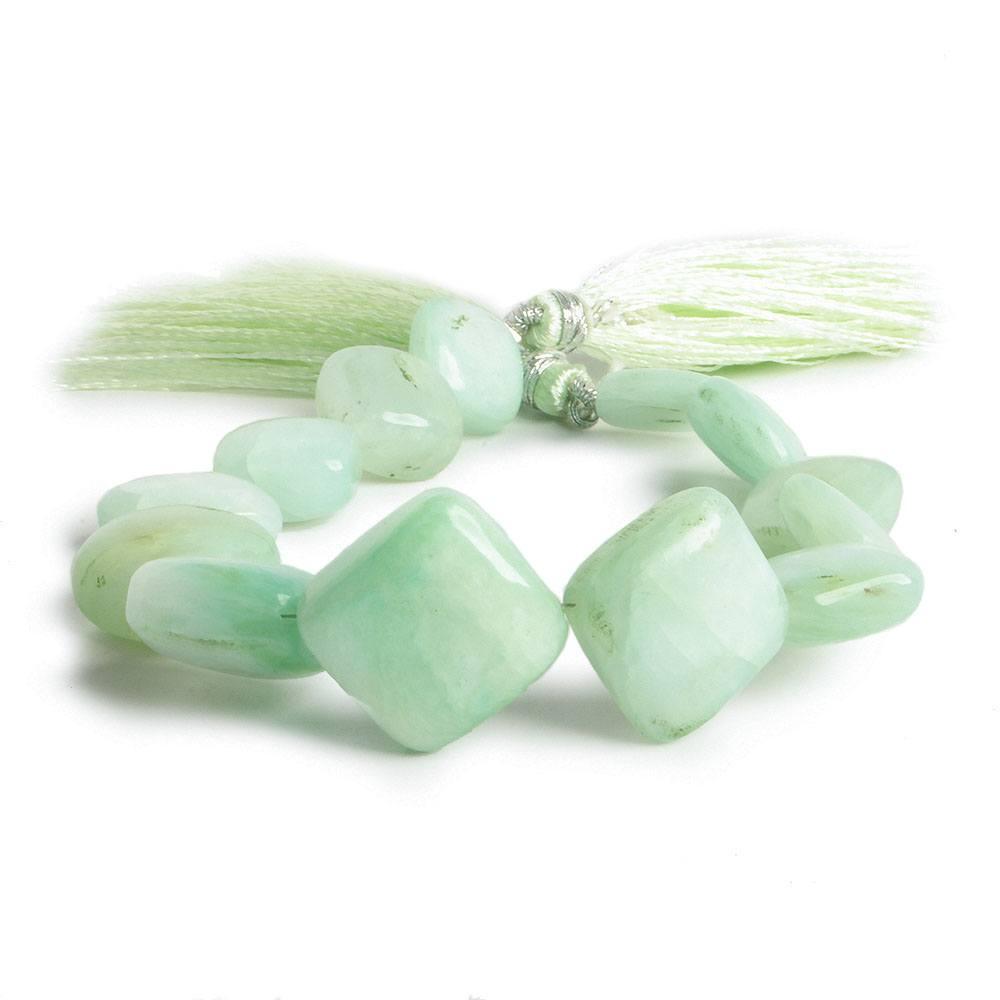 13x13-18x18mm Light Blue Peruvian Opal plain square beads 7.5 inch 13 pieces - The Bead Traders