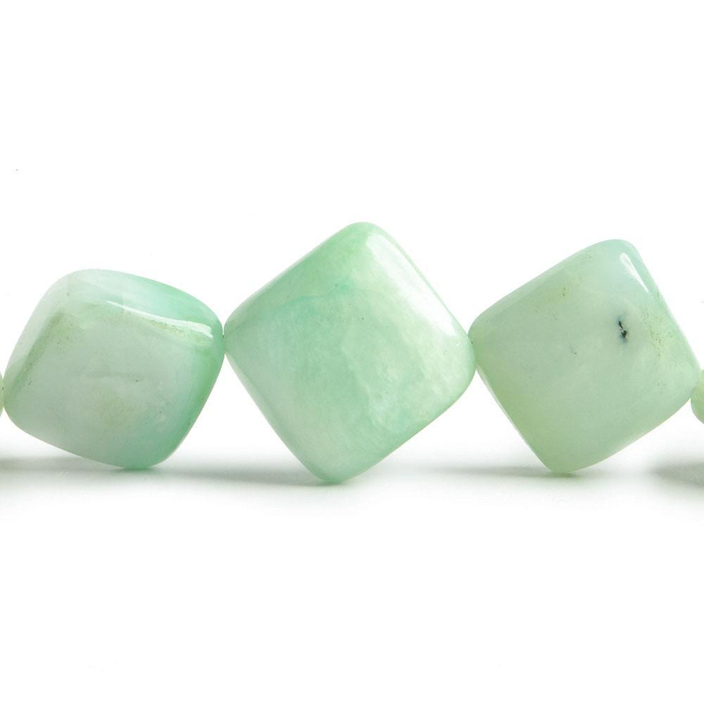 13x13-18x18mm Light Blue Peruvian Opal plain square beads 7.5 inch 13 pieces - The Bead Traders