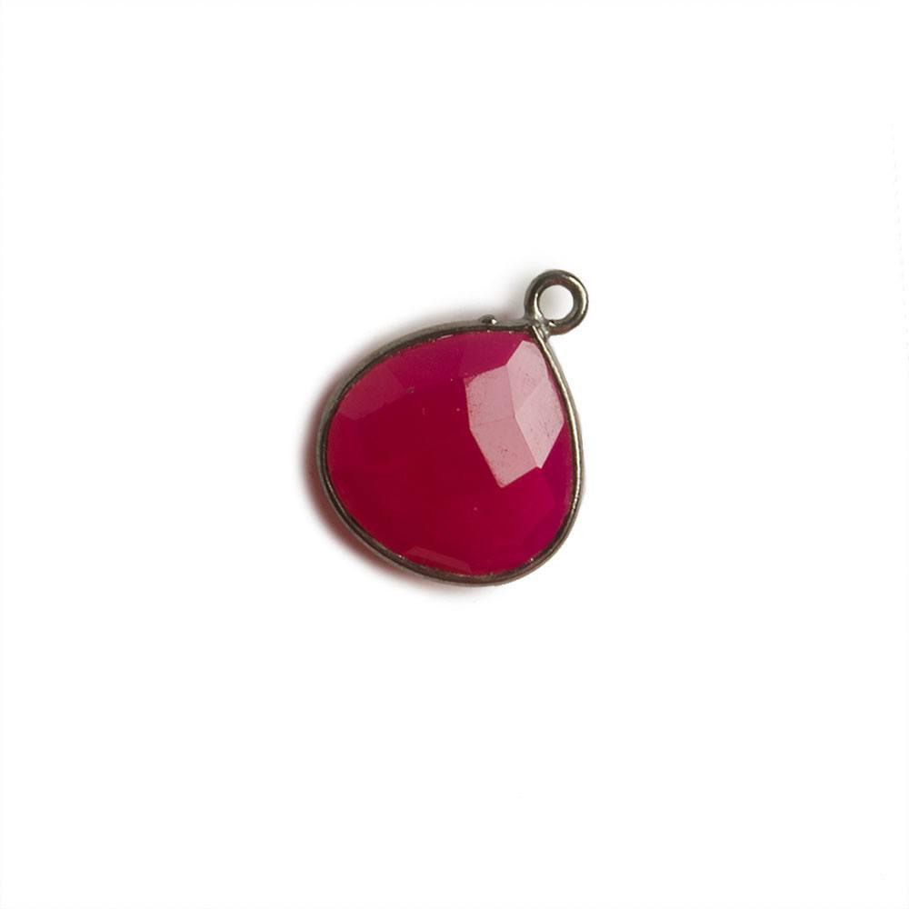 13x13mm Black Gold Bezel Berry Pink Chalcedony Heart Pendant 1 piece - The Bead Traders
