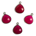 13x13mm Black Gold Bezel Berry Pink Chalcedony Heart Pendant 1 piece - The Bead Traders