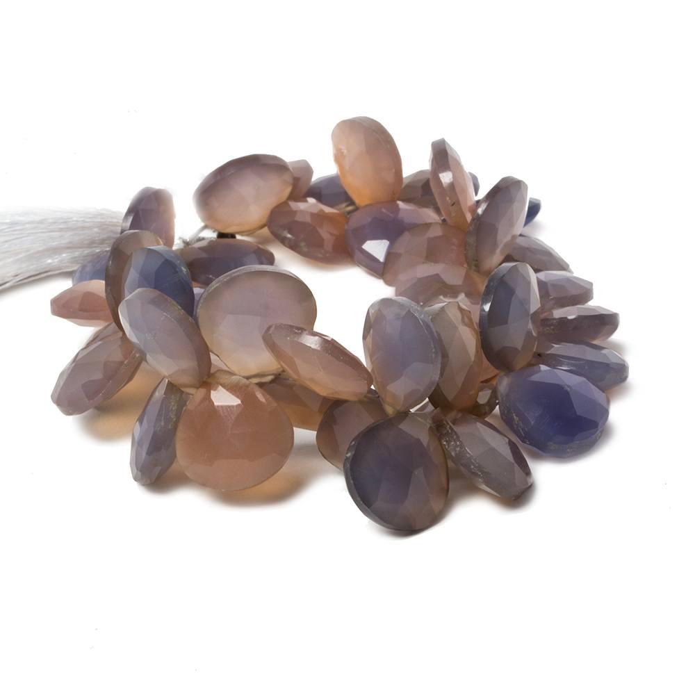 13x13mm Blue & Beige Chalcedony Faceted Heart Beads 8 inch 43 pieces. Color Treated - The Bead Traders