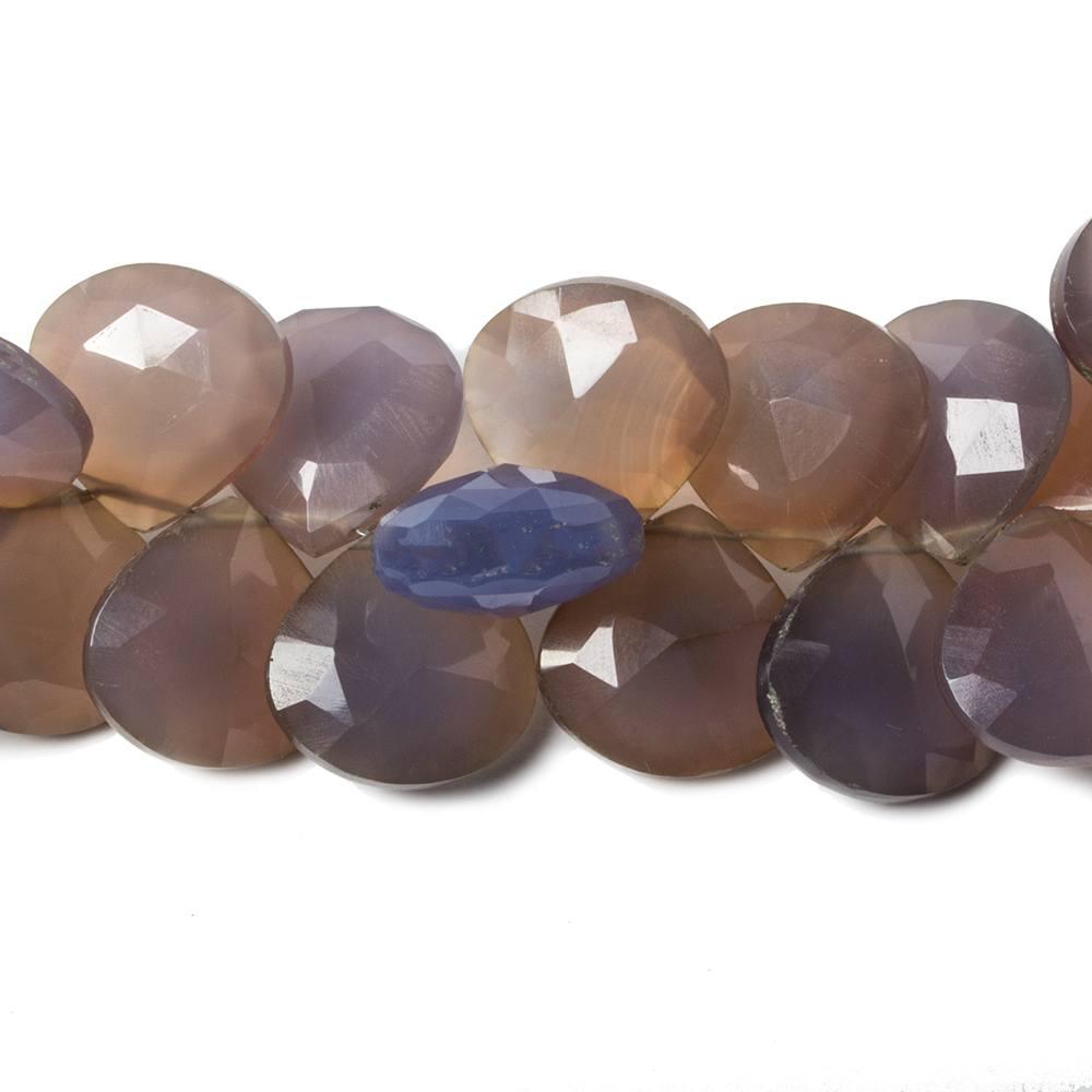 13x13mm Blue & Beige Chalcedony Faceted Heart Beads 8 inch 43 pieces. Color Treated - The Bead Traders