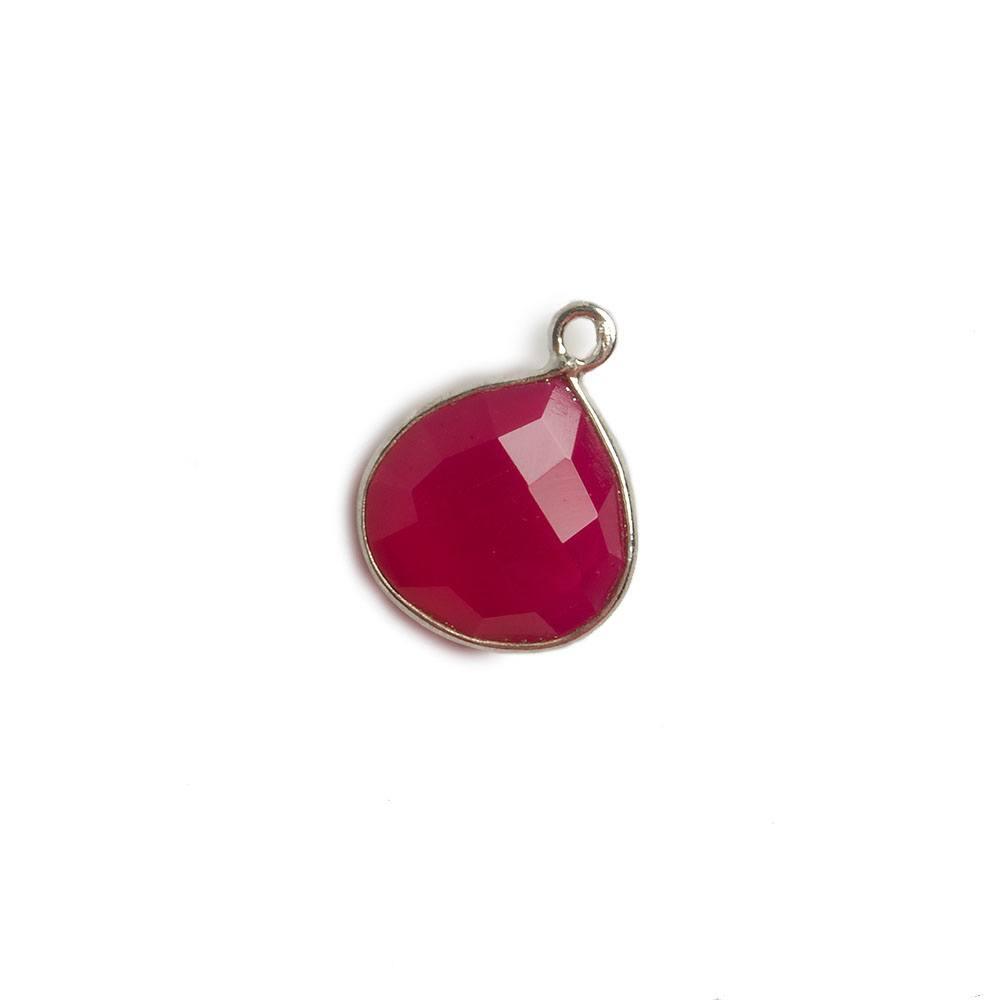 13x13mm Silver Bezel Berry Pink Chalcedony Heart Pendant 1 piece - The Bead Traders