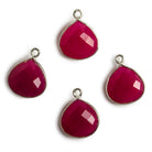 13x13mm Silver Bezel Berry Pink Chalcedony Heart Pendant 1 piece - The Bead Traders
