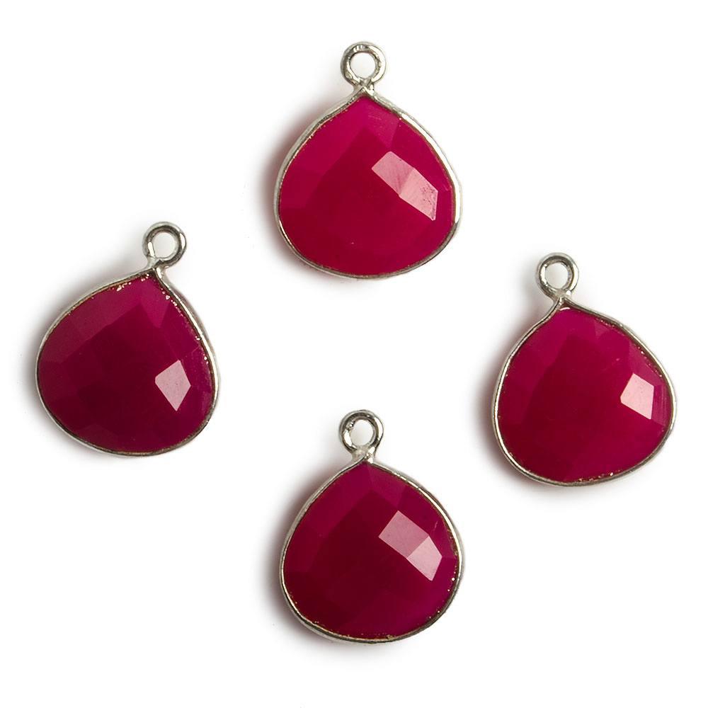 13x13mm Silver Bezel Berry Pink Chalcedony Heart Pendant 1 piece - The Bead Traders