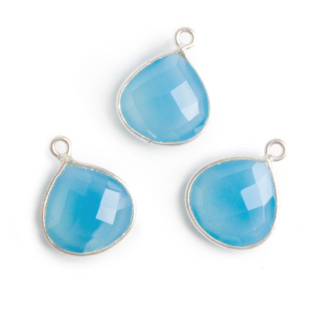 13x13mm Silver Bezel Santorini Blue Chalcedony Heart Pendant 1 piece - The Bead Traders