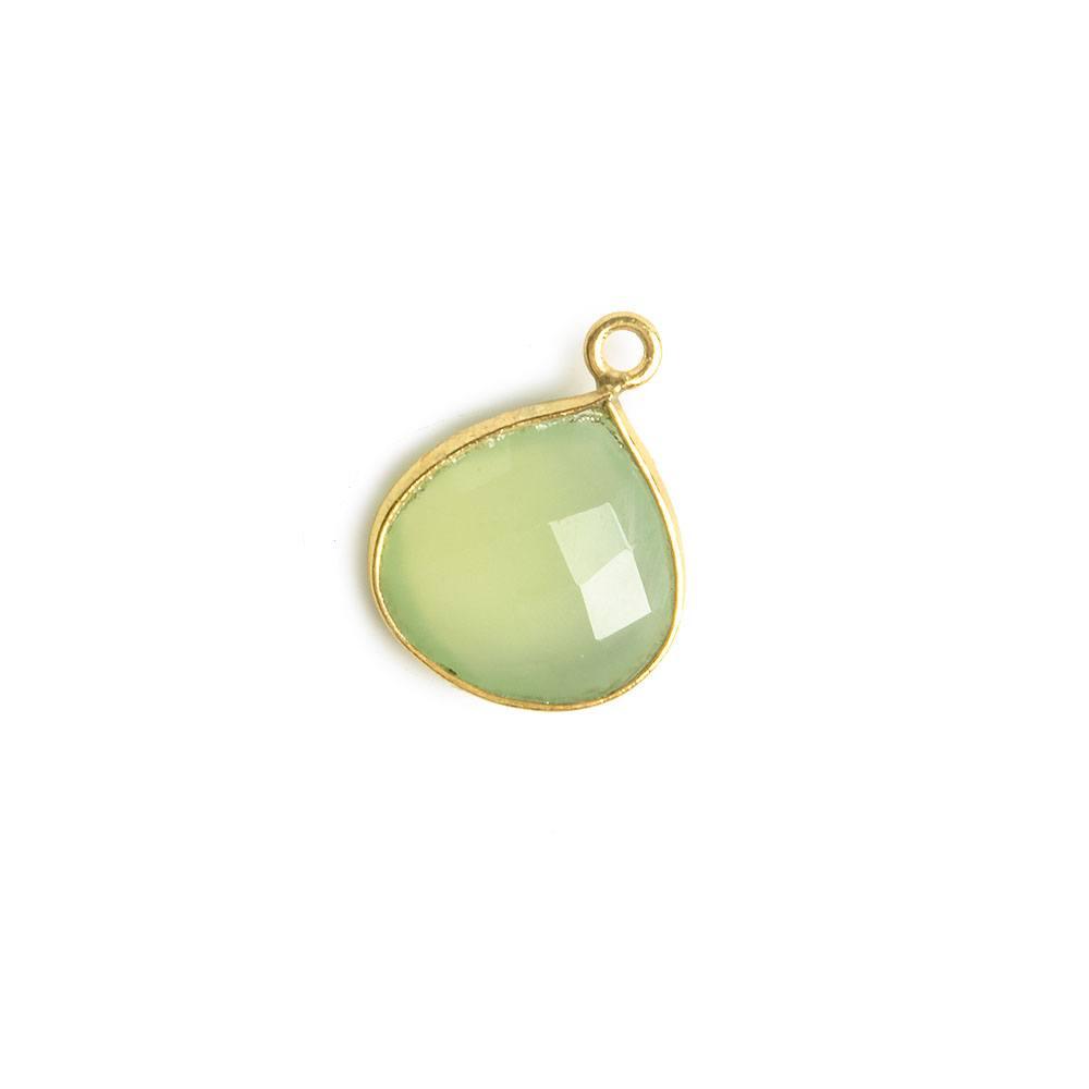 13x13mm Vermeil Bezel Citrus Green Chalcedony Heart Pendant 1 piece - The Bead Traders