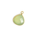 13x13mm Vermeil Bezel Citrus Green Chalcedony Heart Pendant 1 piece - The Bead Traders