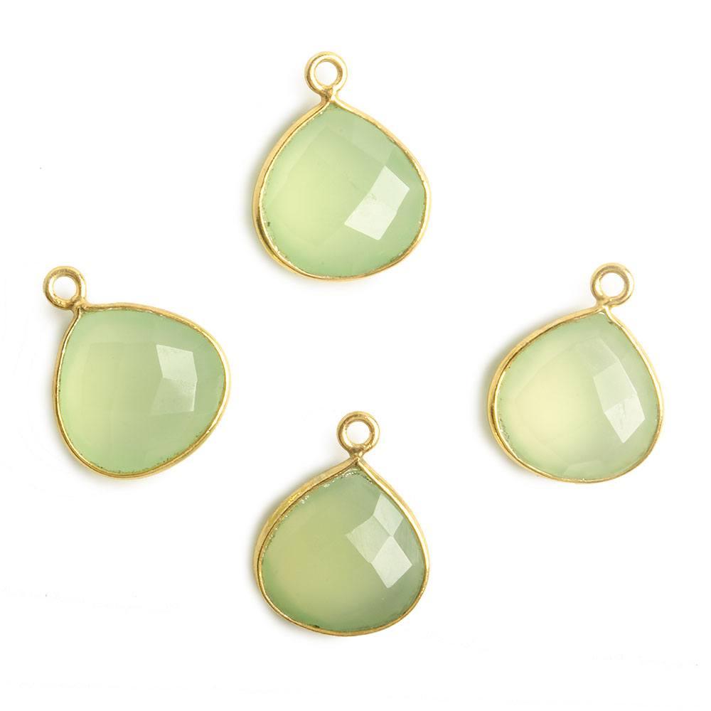 13x13mm Vermeil Bezel Citrus Green Chalcedony Heart Pendant 1 piece - The Bead Traders