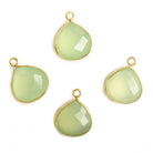 13x13mm Vermeil Bezel Citrus Green Chalcedony Heart Pendant 1 piece - The Bead Traders