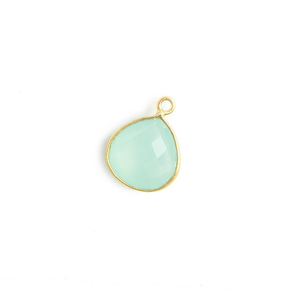13x13mm Vermeil Bezel Sea Blue Chalcedony Heart Pendant 1 piece - The Bead Traders