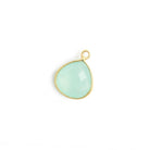 13x13mm Vermeil Bezel Sea Blue Chalcedony Heart Pendant 1 piece - The Bead Traders