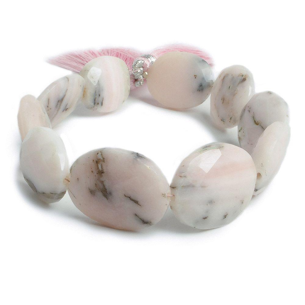 13x17-19x23mm Pink Peru Dendritic Opal faceted oval beads 8 inch 9 pieces - The Bead Traders