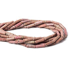 13x4mm Rhodonite plain cylindrical tubes 16 inch 31 Beads - The Bead Traders