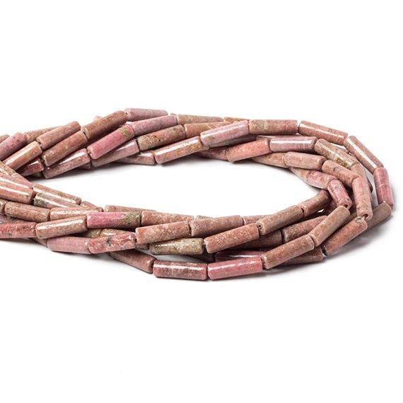13x4mm Rhodonite plain cylindrical tubes 16 inch 31 Beads - The Bead Traders